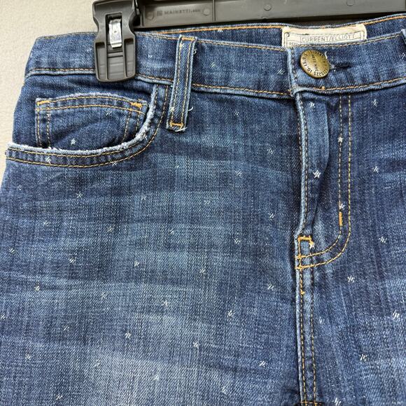 Current / Elliott Jeans Women's 26 (2) Blue Polka Dot Pattern Tapered Raw Hem - Picture 5 of 13